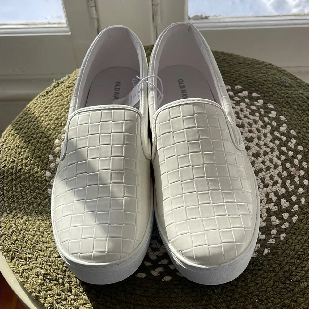 Old Navy White Flats with Slip-On Design and Comfortable Fit